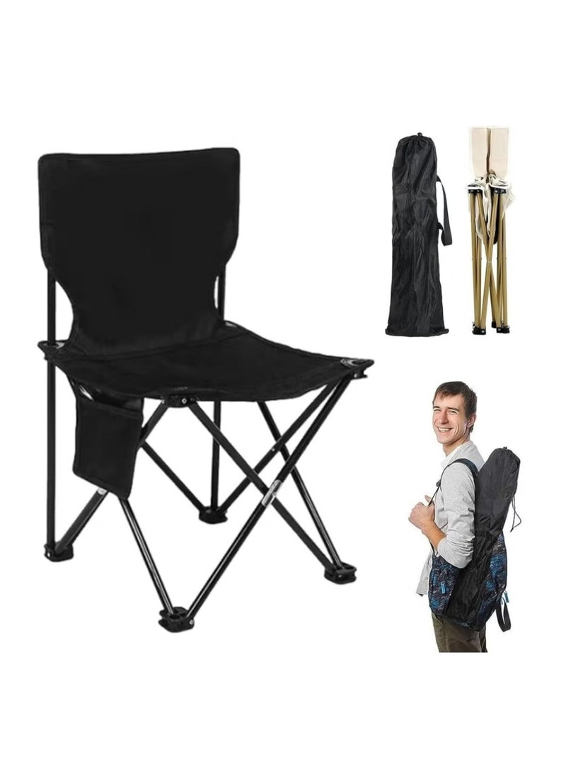 Portable Folding Camping Chair Lightweight & Comfortable Outdoor, Sports, and Lawn Chair (Black)
