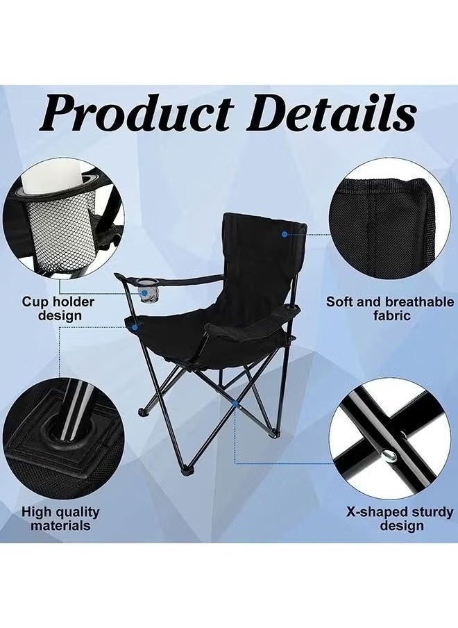 Portable Folding Camping Chair Lightweight & Comfortable Outdoor, Sports, and Lawn Chair (Black)