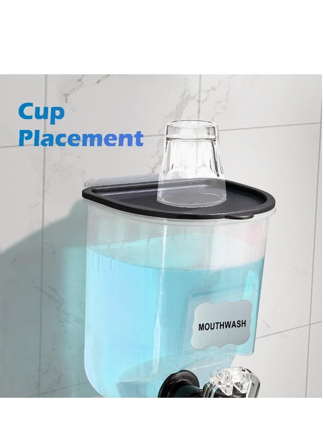 21oz Mouthwash Dispenser for Bathroom, 2 Pack Wall Mounted Clear Plastic Mouth Wash Container with 2 Reusable Sticker