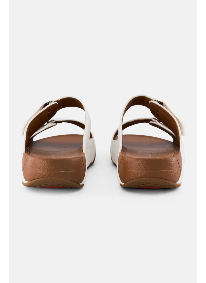 Men 2 Strap Slip On Arabic Sandals, White