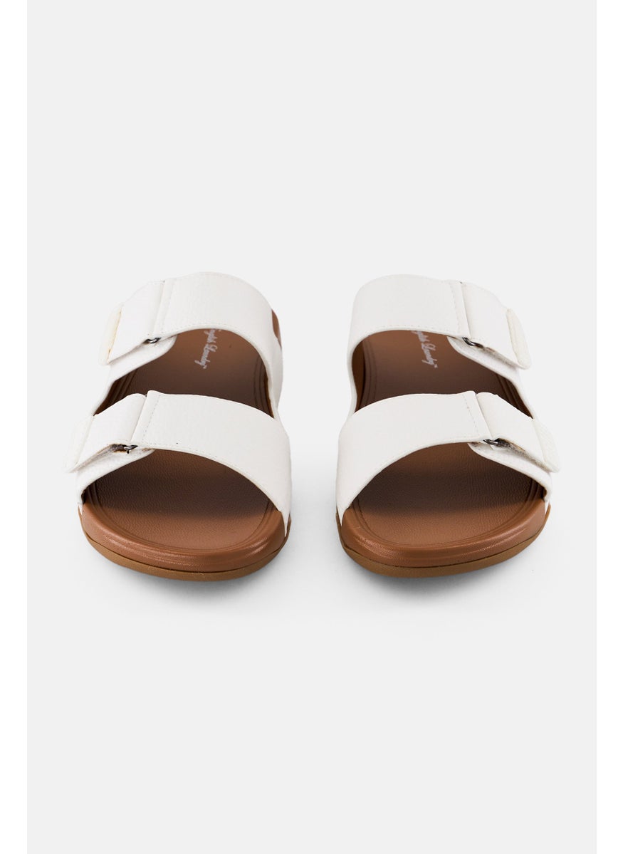 Men 2 Strap Slip On Arabic Sandals, White