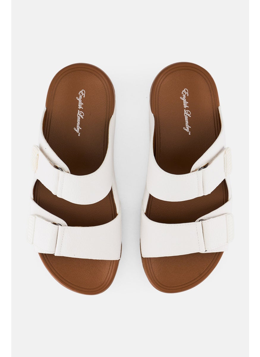 Men 2 Strap Slip On Arabic Sandals, White