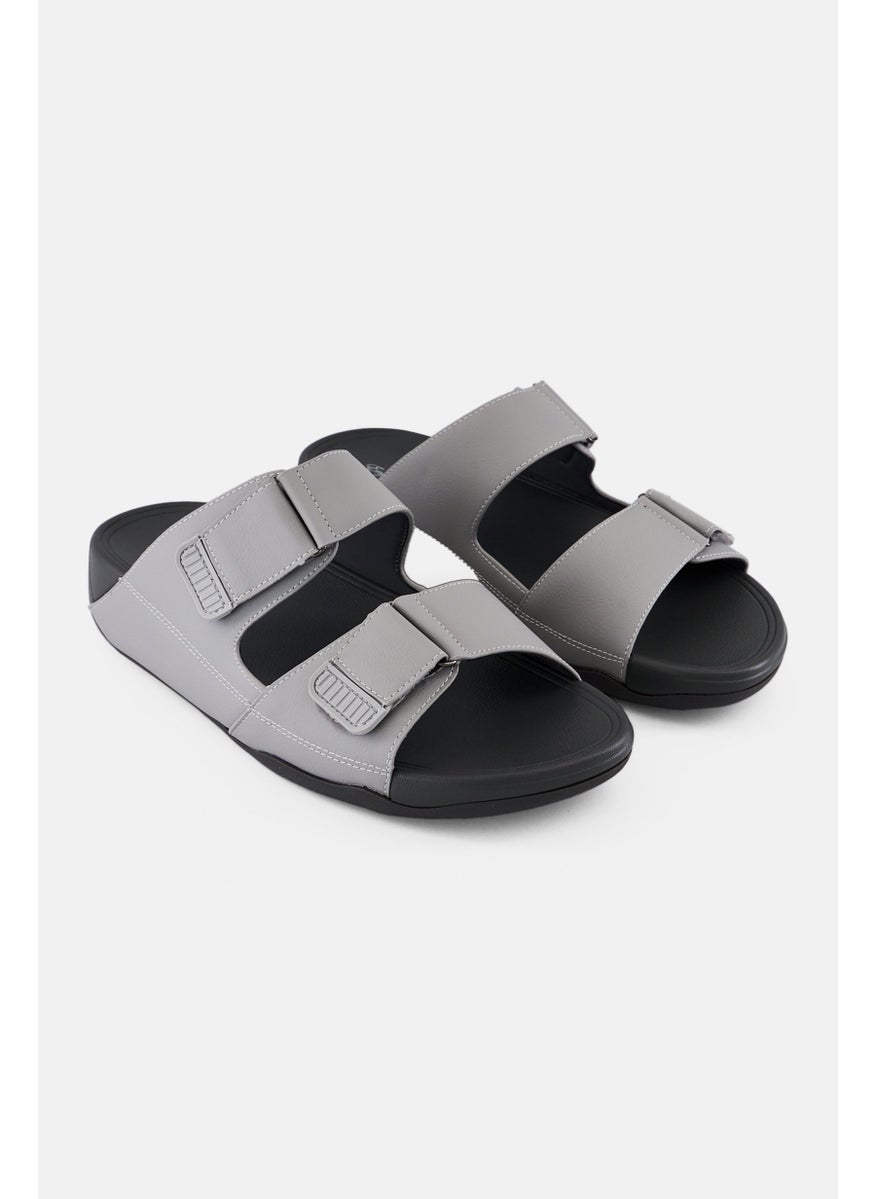 Men 2 Strap Slip On Arabic Sandals, Grey