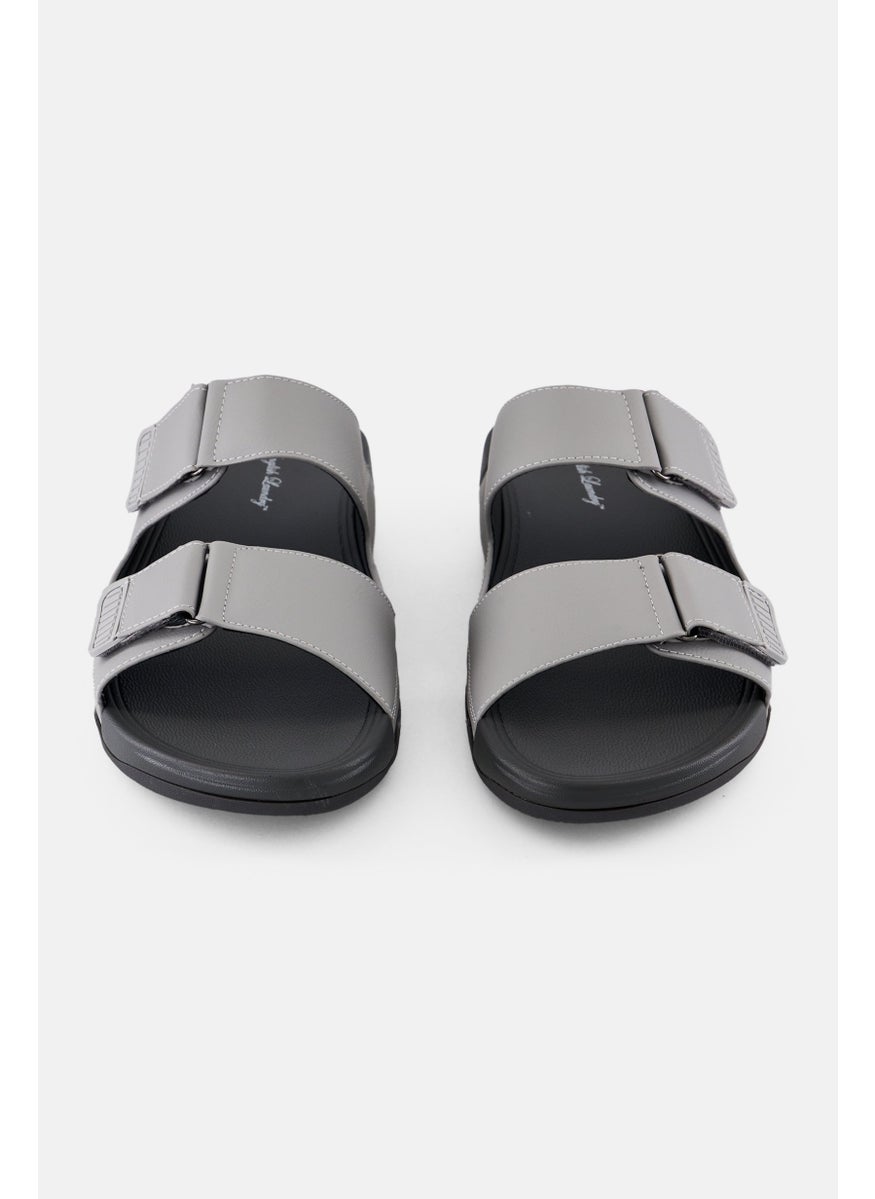 Men 2 Strap Slip On Arabic Sandals, Grey