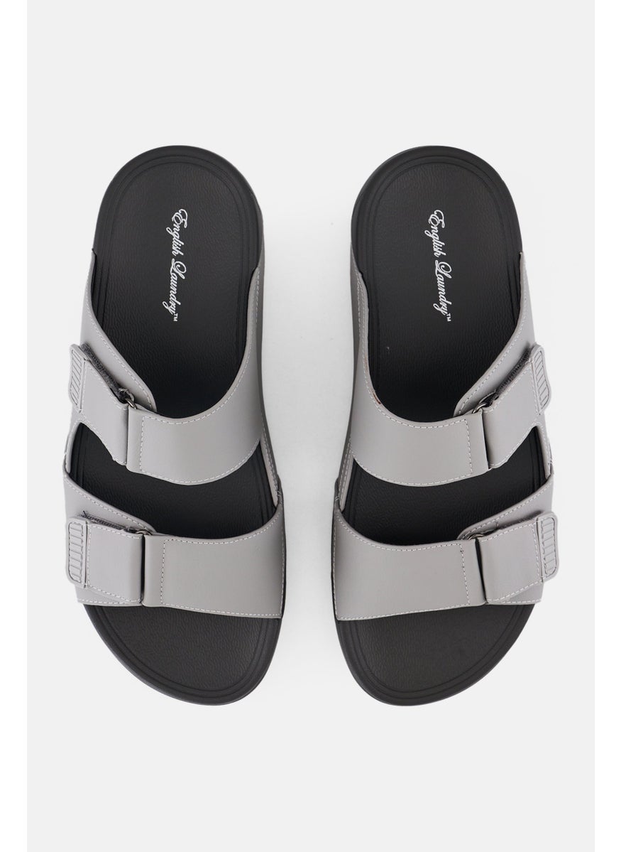 Men 2 Strap Slip On Arabic Sandals, Grey