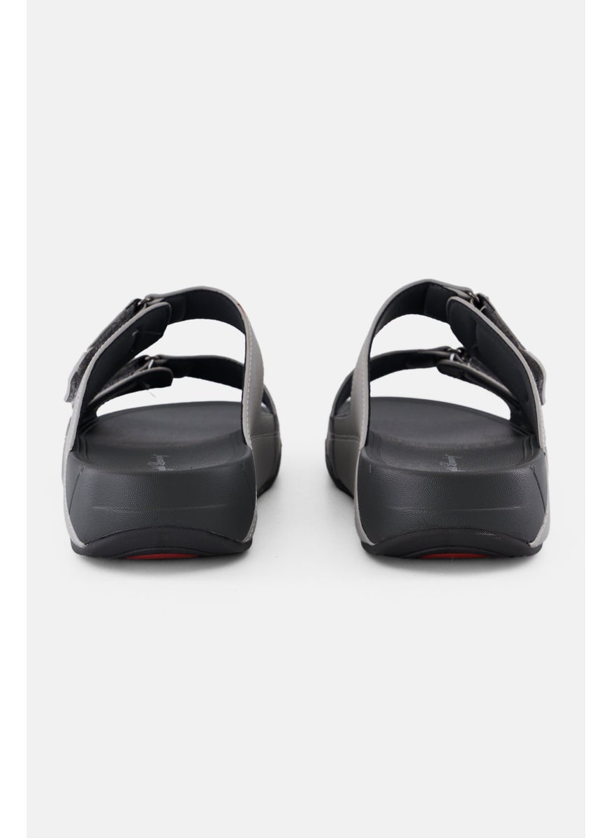 Men 2 Strap Slip On Arabic Sandals, Grey