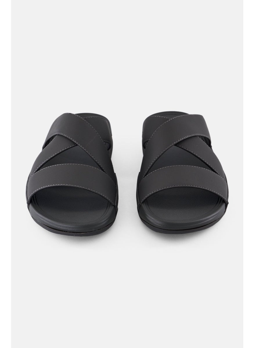 Men Slip On Arabic Sandals, Dark Grey