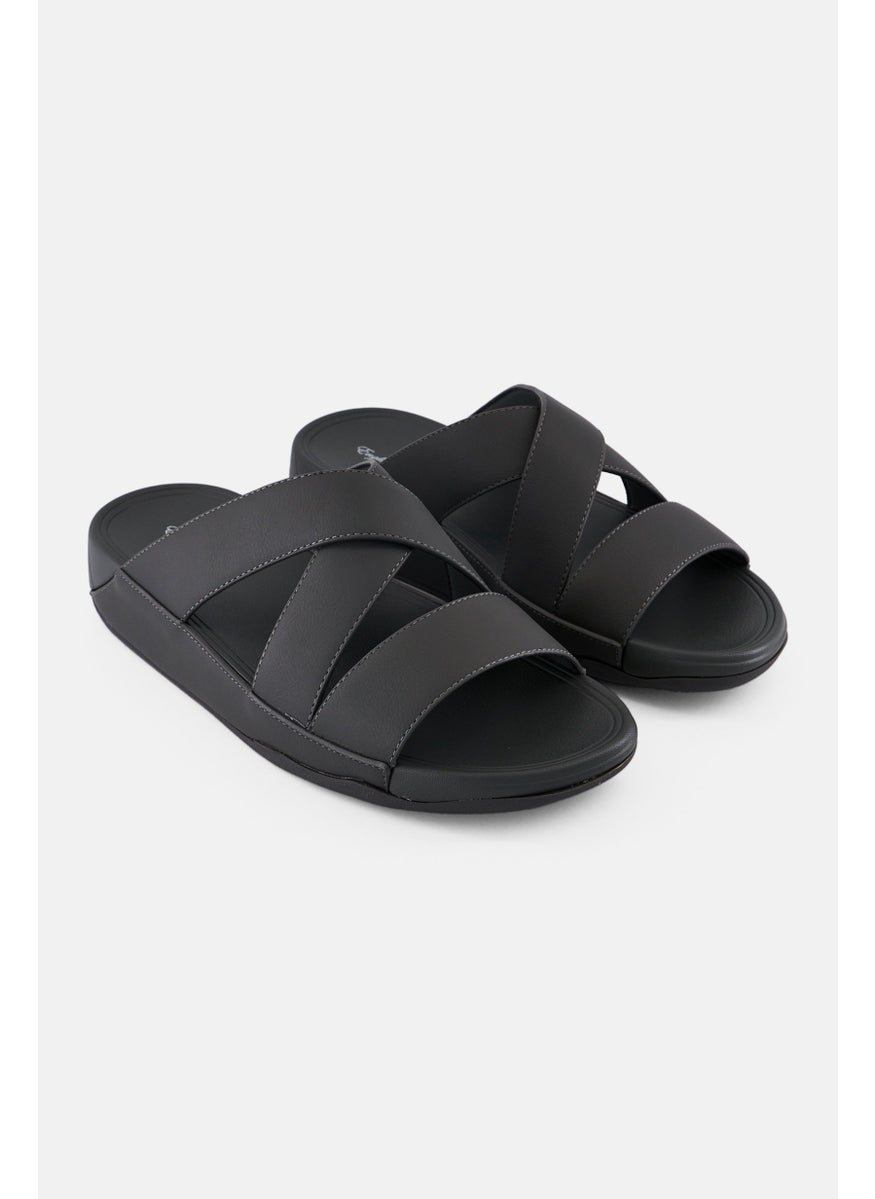 Men Slip On Arabic Sandals, Dark Grey