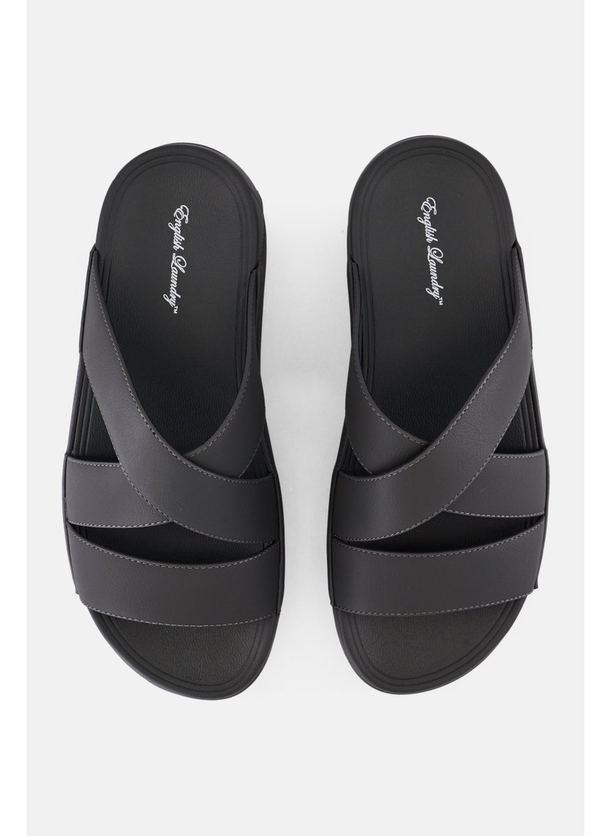 Men Slip On Arabic Sandals, Dark Grey