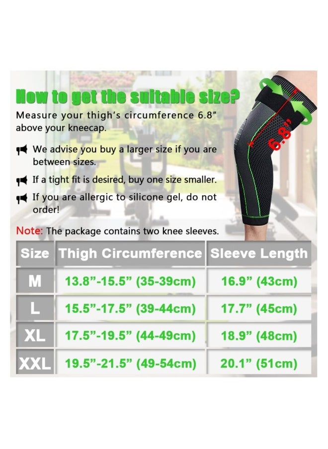 Compression Leg Sleeves with Elastic Straps for Men and Women Extra Long Knee Support for Sports and Joint Pain Relief
