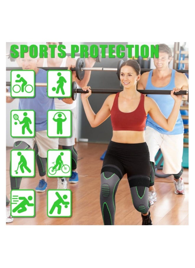 Compression Leg Sleeves with Elastic Straps for Men and Women Extra Long Knee Support for Sports and Joint Pain Relief