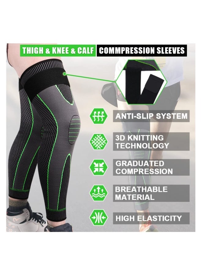 Compression Leg Sleeves with Elastic Straps for Men and Women Extra Long Knee Support for Sports and Joint Pain Relief