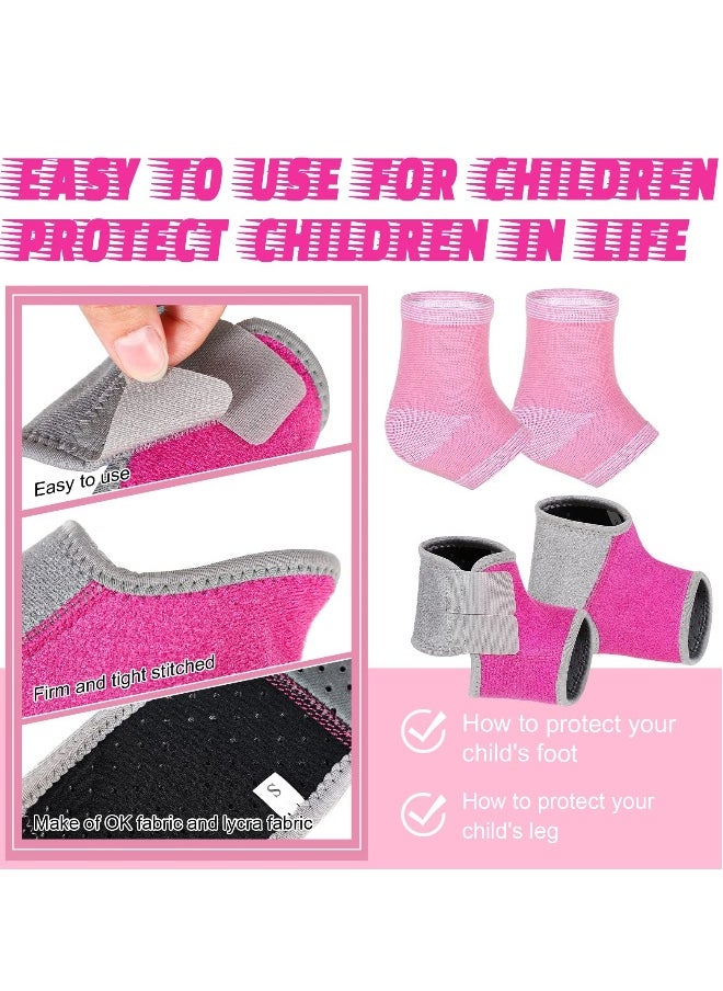 2 Pairs Kids Ankle Brace Set Foot Support Stabilizer Wraps Protector Guard Knitted Ankle Sleeve Sock Support Ankle Support Compression Socks for Injury Prevention, Pink