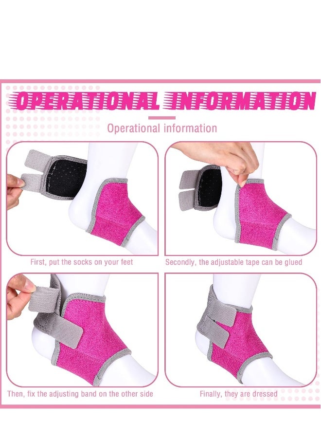 2 Pairs Kids Ankle Brace Set Foot Support Stabilizer Wraps Protector Guard Knitted Ankle Sleeve Sock Support Ankle Support Compression Socks for Injury Prevention, Pink