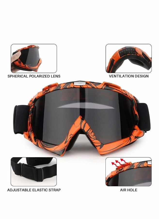 Anti-Fog Motorcycle Goggles for Adults & Youth - Bendable, Dustproof, Scratch-Resistant Eyewear with Adjustable Strap for ATV & Dirt Bike Riding (Transparent Lens)