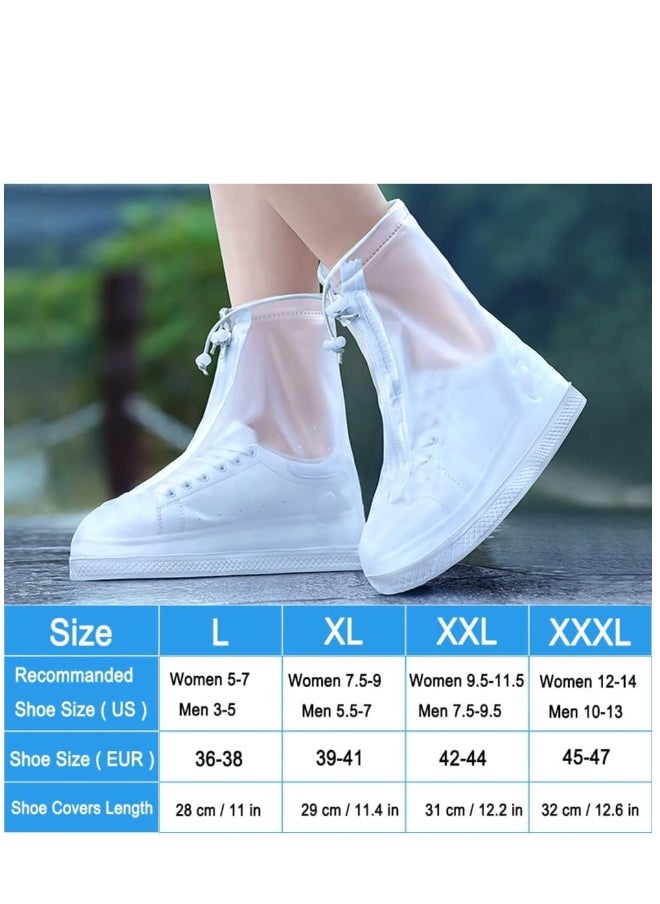 2 Pairs Rain Shoes Cover Non Slip Waterproof Shoe Covers Reusable Shoe Protectors Covers High Top Snow Boots Galoshes Overshoes for Men Women Outdoor Cycling Camping Fishing Garden (White XXXL)