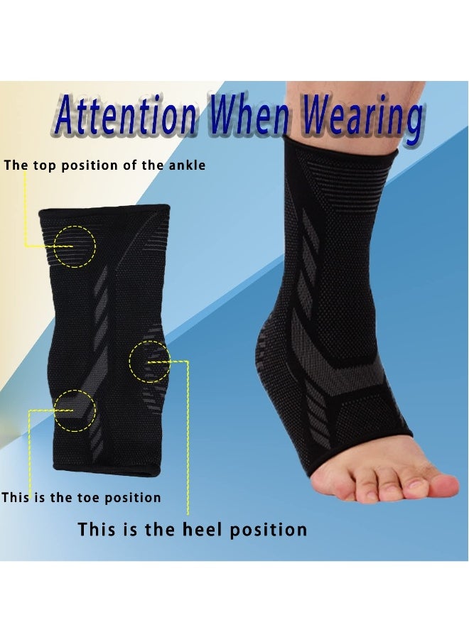 Ankle Compression Sleeve Plantar Fasciitis Socks for Women and Men, Ankle Brace Foot Socks Achilles Tendonitis for Plantar Fasciitis Stabilizer and Compression Sleeve 1Pair Black Medium