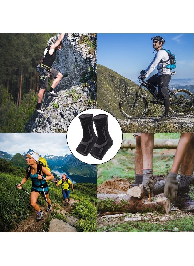Ankle Compression Sleeve Plantar Fasciitis Socks for Women and Men, Ankle Brace Foot Socks Achilles Tendonitis for Plantar Fasciitis Stabilizer and Compression Sleeve 1Pair Black Medium