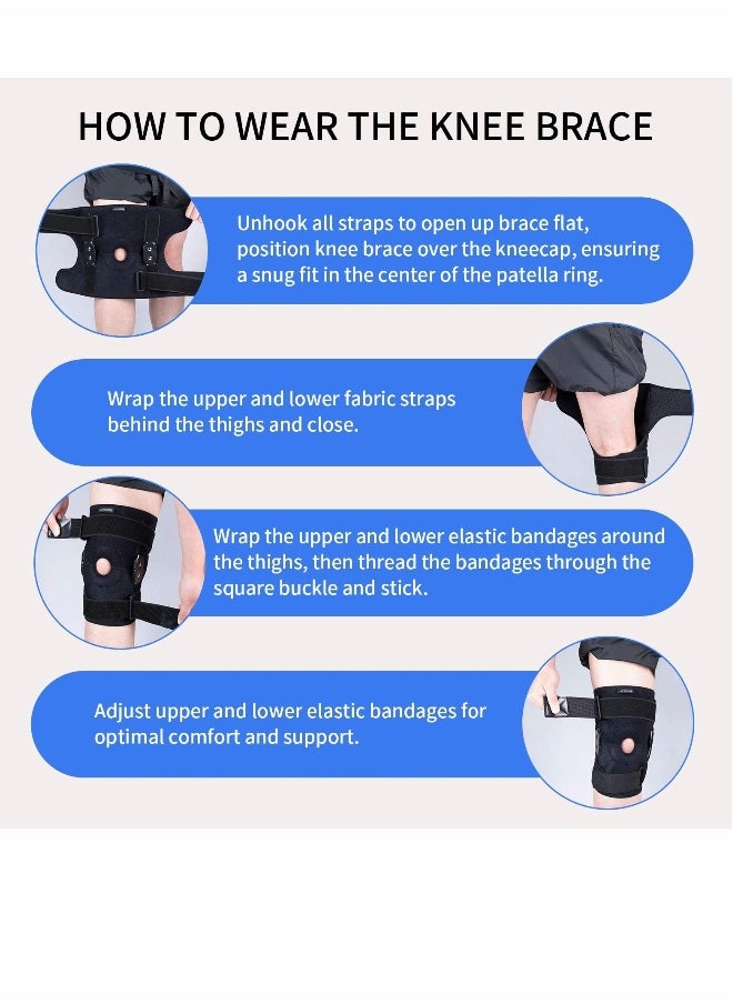 Adjustable Hinged Knee Brace with Side Stabilizers for Arthritis Pain Relief - Women Men Meniscus Tear ACL MCL Injury Support