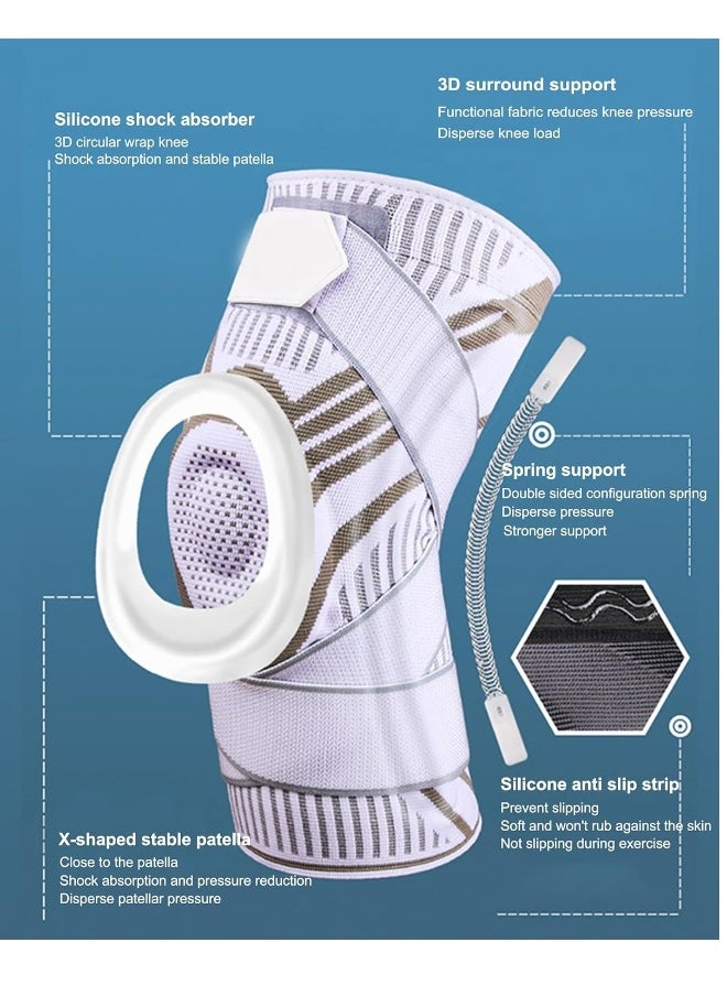 Knee Brace, Soft Breathable Knee Sleeve, Knee Braces for Knee Pain Knitted, Knee Compression Sleeve Support for Men and Women, Running, Fitness, Weightlifting, Arthritis, ACL Torn Meniscus, White 1Pcs