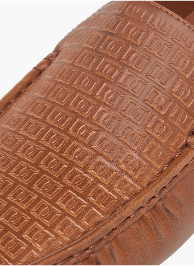 Men's Monogram Textured Slip-On Moccasins