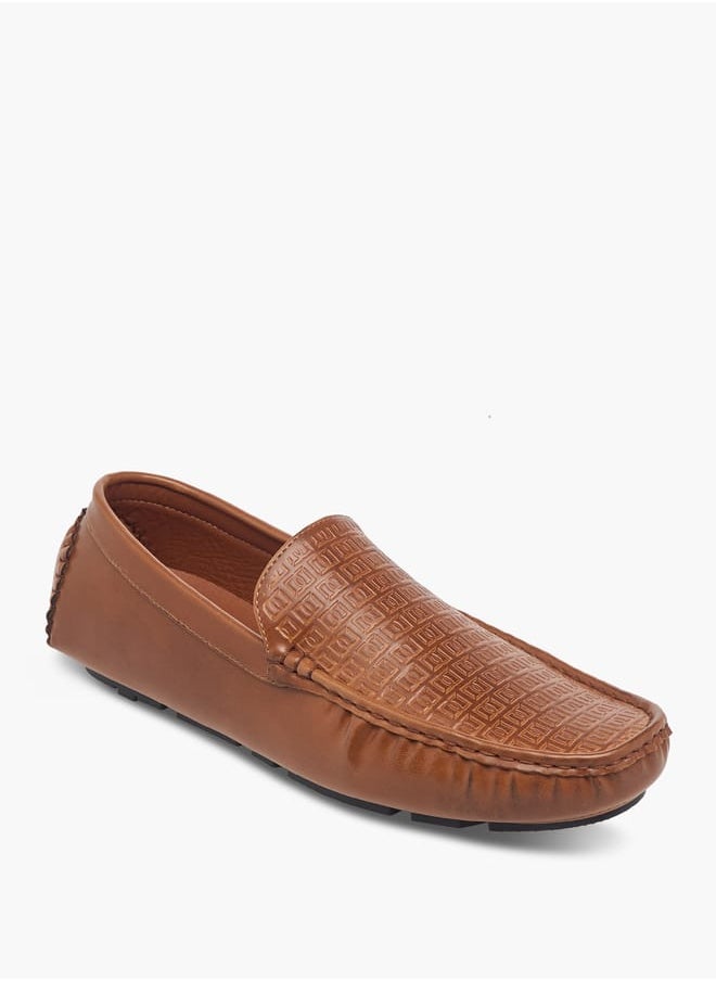Men's Monogram Textured Slip-On Moccasins
