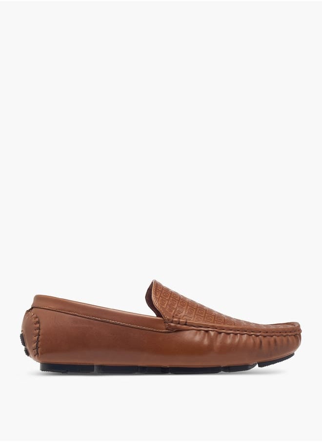 Men's Monogram Textured Slip-On Moccasins