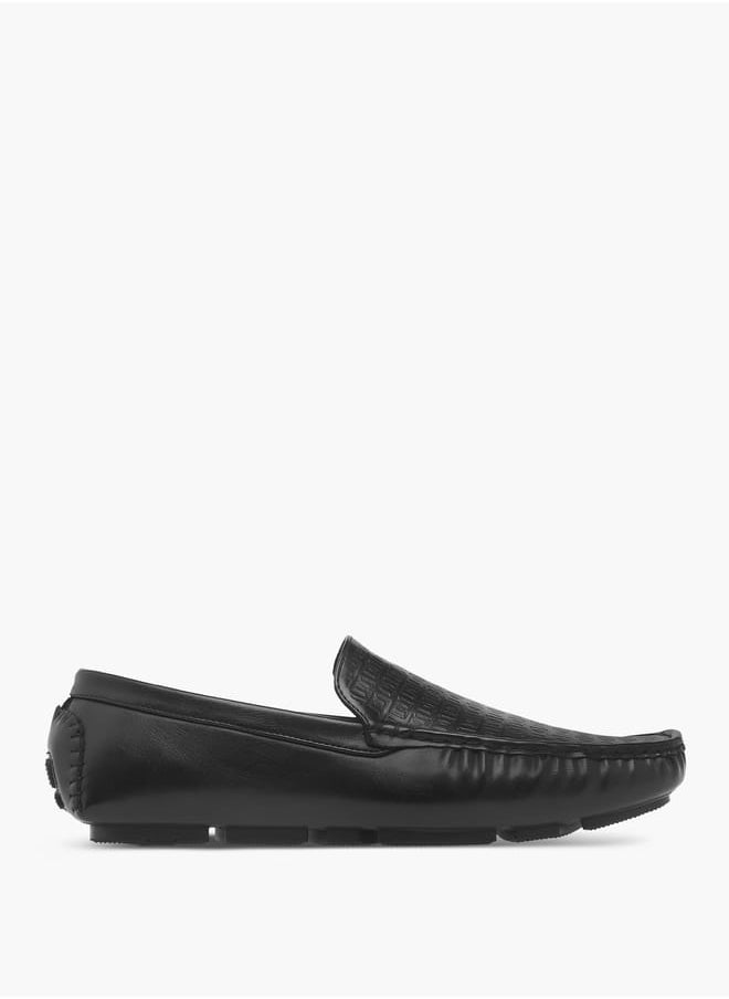 Men's Monogram Textured Slip-On Moccasins