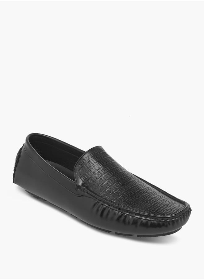 Men's Monogram Textured Slip-On Moccasins