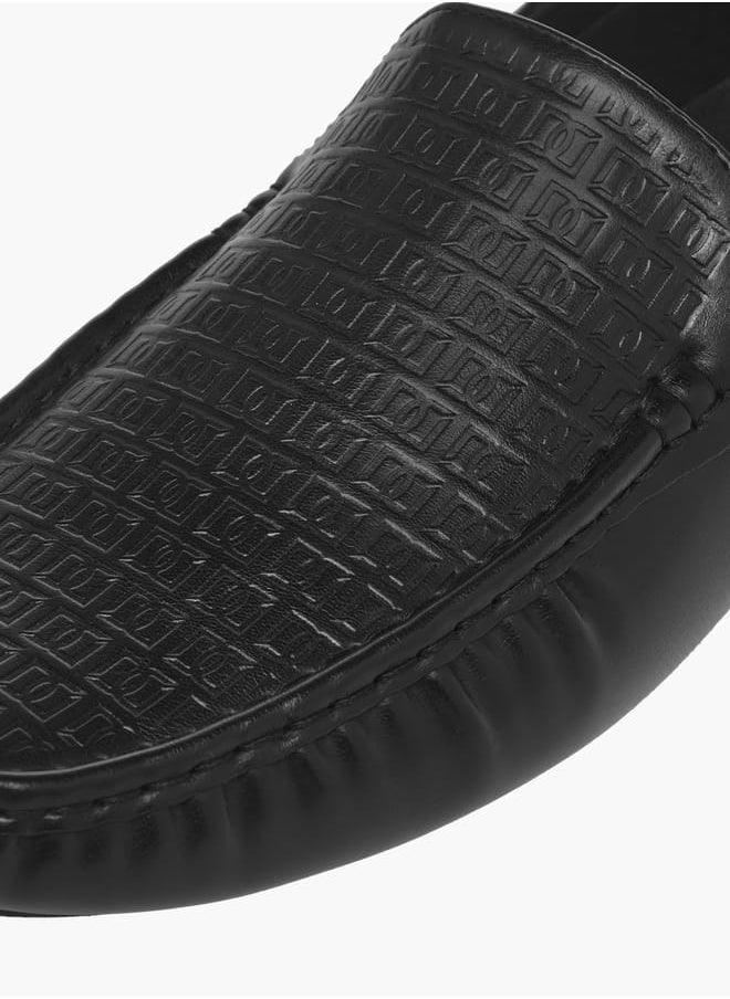 Men's Monogram Textured Slip-On Moccasins
