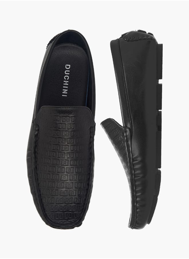 Men's Monogram Textured Slip-On Moccasins