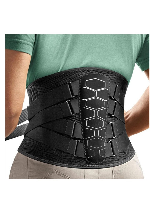 SYOSI Back Brace for Lower Back Pain Relief with Pulley System Lumbar Support Belt with Lumbar Pad Ergonomic Design and Soft Breathable 3D Knit Material for Herniated Disc Sciatica for Men Women, L