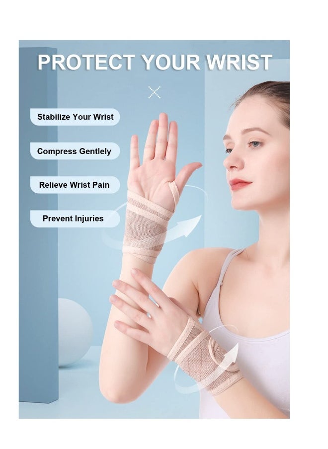 2 Pack Wrist Brace Wrist Wraps for Women, Carpal Tunnel Wrist Brace Wrist Straps for Weightlifting, Thumb Brace Wrist Bands Wrist Support Carpal Tunnel Relief Wrist Brace for Carpal Tunnel