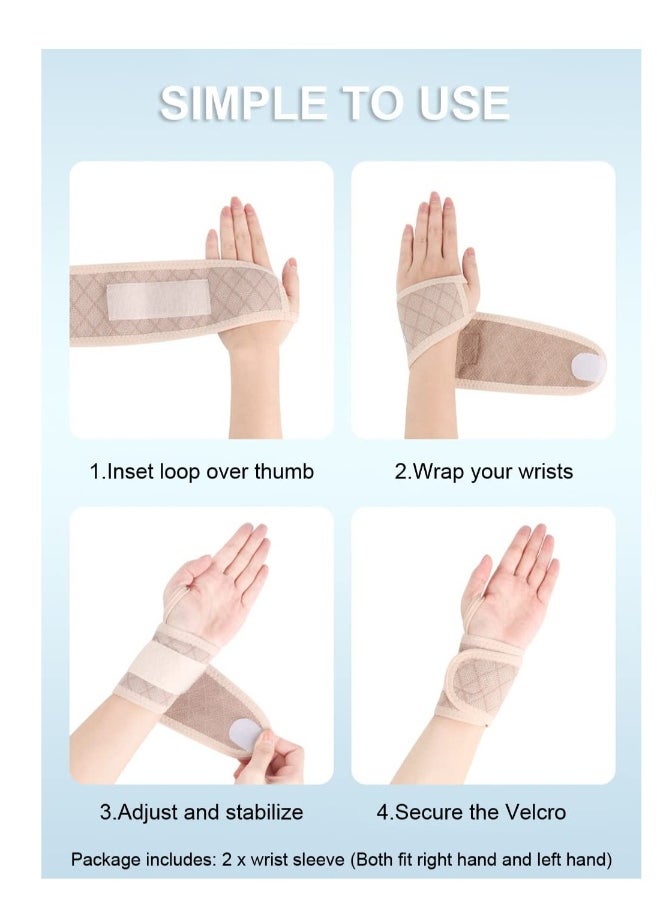 2 Pack Wrist Brace Wrist Wraps for Women, Carpal Tunnel Wrist Brace Wrist Straps for Weightlifting, Thumb Brace Wrist Bands Wrist Support Carpal Tunnel Relief Wrist Brace for Carpal Tunnel