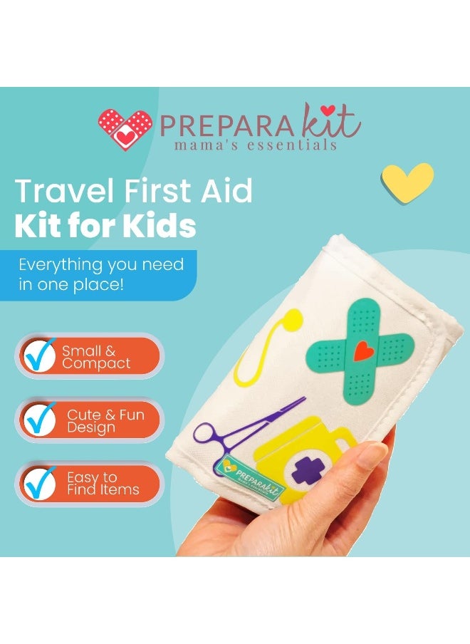 Travel and Baby First Aid Kit - Mom First Aid Kits! Mini Compact Kit with 50 Essentials for Diaper Bag or Purse - Small First Aid Kit for Emergency, Camping, Hiking, Car, or Home [Kid Joy]