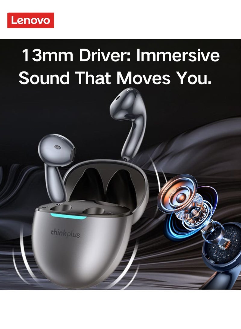 LP48- True Wireless Earphones with 13mm Drivers, 25-Hour Battery, Comfortable Semi-In-Ear Design, Low Latency Gaming Mode, and Bluetooth 5.4 grey