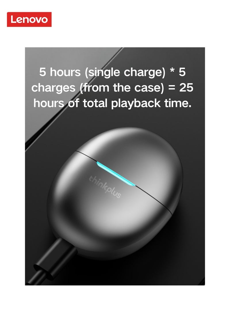 LP48- True Wireless Earphones with 13mm Drivers, 25-Hour Battery, Comfortable Semi-In-Ear Design, Low Latency Gaming Mode, and Bluetooth 5.4 grey