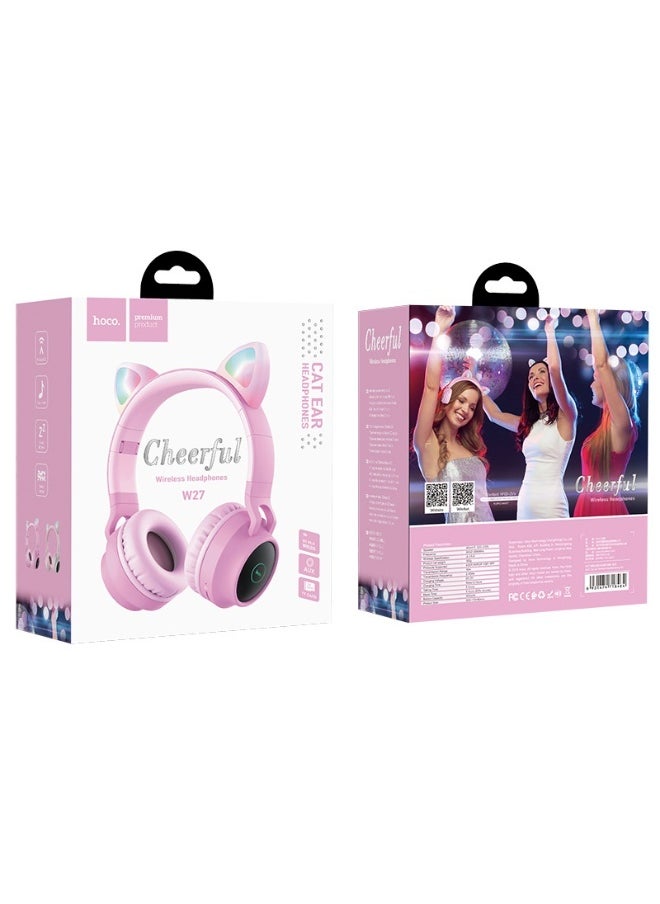 Bluetooth 5.0 Cat Ear Headphones with TF Card and AUX - Model W27