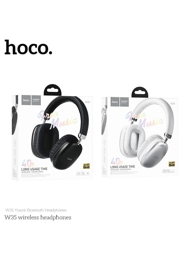 W35 Yueze Bluetooth Over-Ear Headphones - 40 Hours of Super Long Battery Life for Music and Running