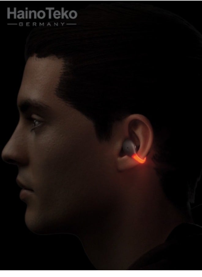 Haino Teko Germany OWS-H5  Bluetooth Earphones with High-Quality Sound, Super Clear Mic, and Touch Controls – Stylish & Comfortable Black Wireless Earphones for Music, Calls, and Sports.