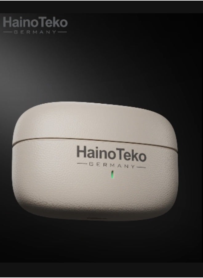 Haino Teko Germany OWS-H5  Bluetooth Earphones with High-Quality Sound, Super Clear Mic, and Touch Controls – Stylish & Comfortable White Wireless Earphones for Music, Calls, and Sports.