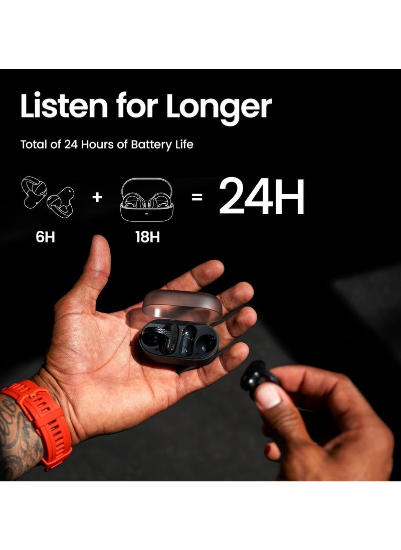 Up Headphones OWS Open Ear Wireless Earbuds with Bluetooth 5.3, Easy Touch Control, IPX 4 Water Resistant, AI Background Noise Reduction,Earphones Orginal Black
