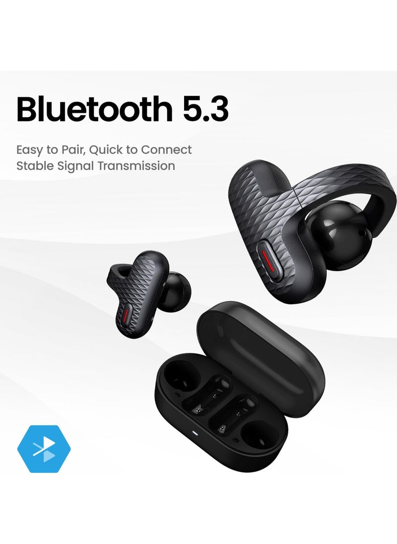 Up Headphones OWS Open Ear Wireless Earbuds with Bluetooth 5.3, Easy Touch Control, IPX 4 Water Resistant, AI Background Noise Reduction,Earphones Orginal Black