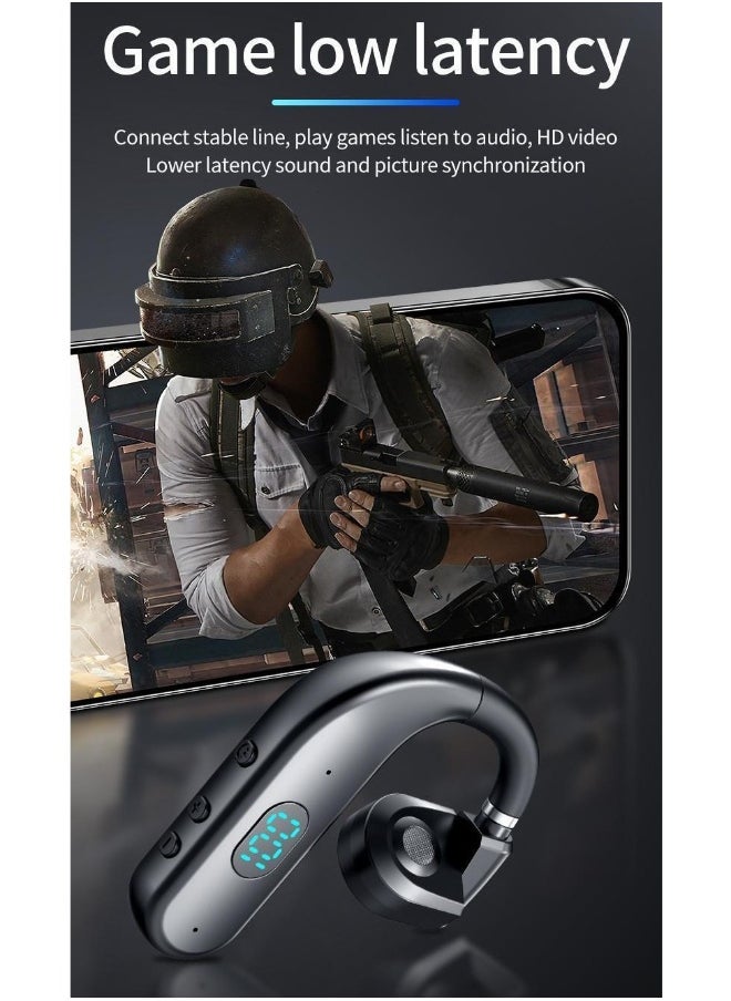 One Ear Headset Open Ear Air-Bone Conduction Headphones Wireless Bluetooth Headset Earpiece with Microphone for Cell Phones 30H Playtime Air-Bone Conducting Ear Piece Earphones for Sports Work