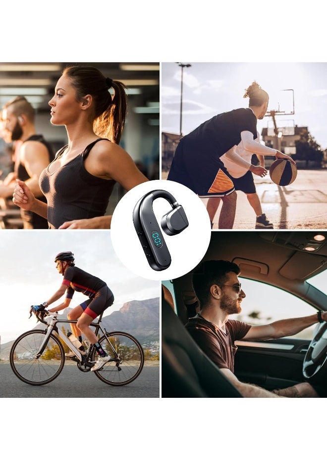 One Ear Headset Open Ear Air-Bone Conduction Headphones Wireless Bluetooth Headset Earpiece with Microphone for Cell Phones 30H Playtime Air-Bone Conducting Ear Piece Earphones for Sports Work