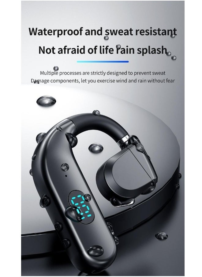One Ear Headset Open Ear Air-Bone Conduction Headphones Wireless Bluetooth Headset Earpiece with Microphone for Cell Phones 30H Playtime Air-Bone Conducting Ear Piece Earphones for Sports Work