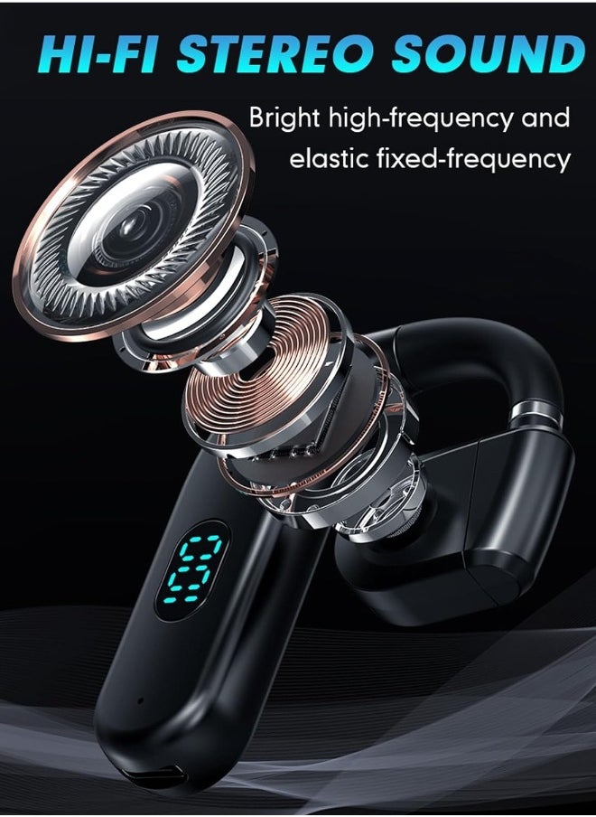 One Ear Headset Open Ear Air-Bone Conduction Headphones Wireless Bluetooth Headset Earpiece with Microphone for Cell Phones 30H Playtime Air-Bone Conducting Ear Piece Earphones for Sports Work