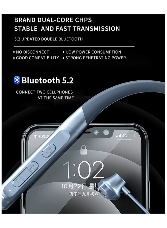 Wireless Bluetooth Neckband Headphones with Mic Waterproof Noise Cancelling Sport Earbuds 120H Playtime for Running Cycling