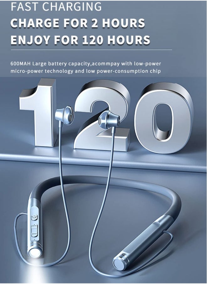 Wireless Neckband Bluetooth Headphones with Microphone Waterproof Noise Cancelling Earbuds 120H Playtime for Sports Running Cycling