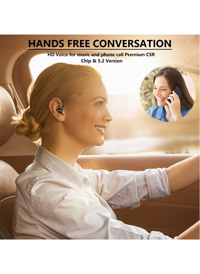 Bluetooth Headset, Wireless Bluetooth Earpiece V5.2 Headphones with Mic Noise Canceling In Ear Bluetooth Headset Earphones Earbuds for Business Office Driving Black